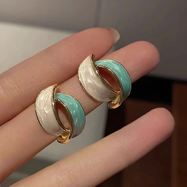 6 Set - Cross arc earrings - Lake Blue (1 Set price - 33)