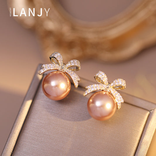 6 Set - Bowknot Diamond Earrings - Pink (1 Set price - 27)