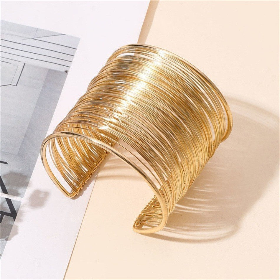 6 Pc - Wire open bracelets - Golden (1 Pc Price - 53)