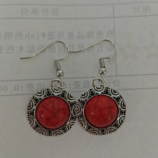 6 Set - Hot selling round red earrings (1 Set price - 22)