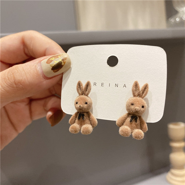 6 Pairs - Autumn and winter New plush rabbit earrings (Mix Color) (1 Pair Price - 41)