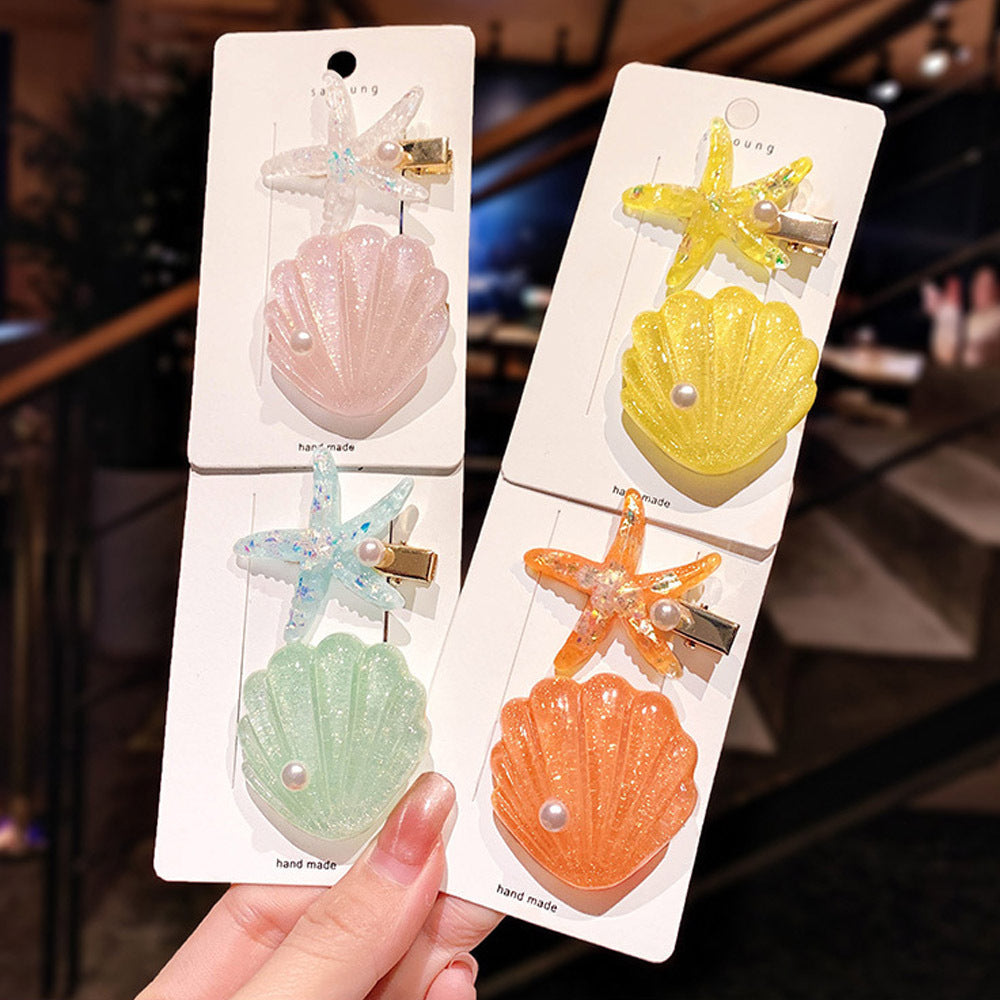 6 Set - 2-Piece Set of Starfish Shell Hairpins opp packing (1 Set Price - 21)