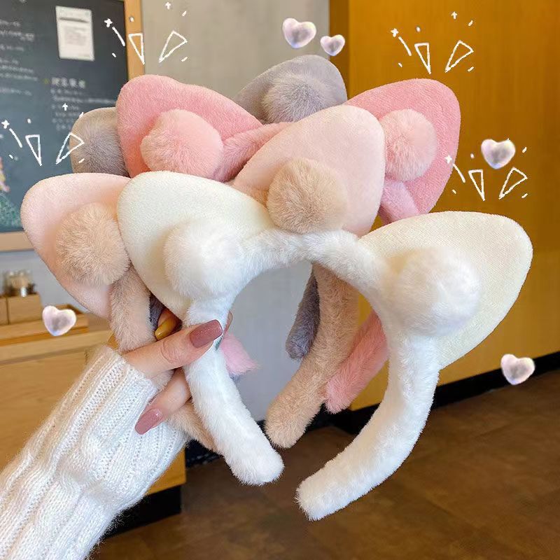 3 Pc - Sweet Cat Ear Plush Hairband (Mix Color) (1 Pc Price - 51)