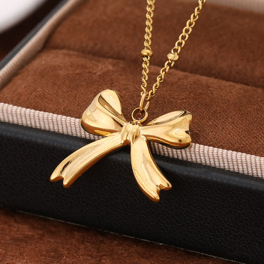 3 Pc - Big Bow Necklace - Golden (Unit Price - 109)