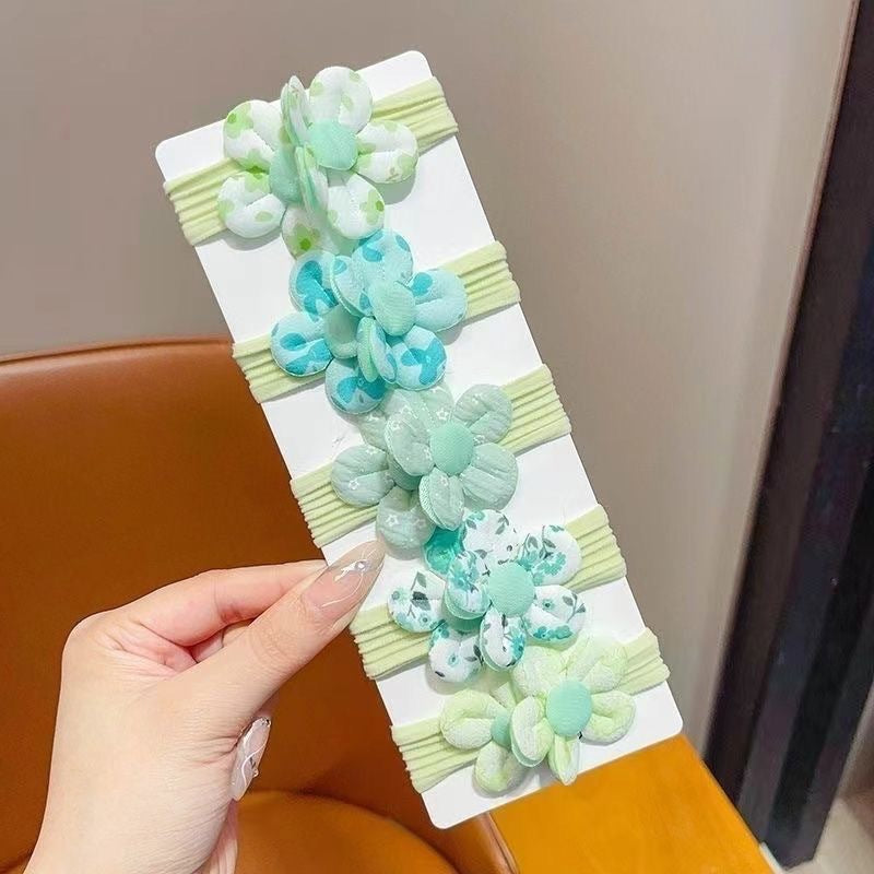 3 Set - Green Flower rubberband (Set of 5) (1 Set Price - 31)