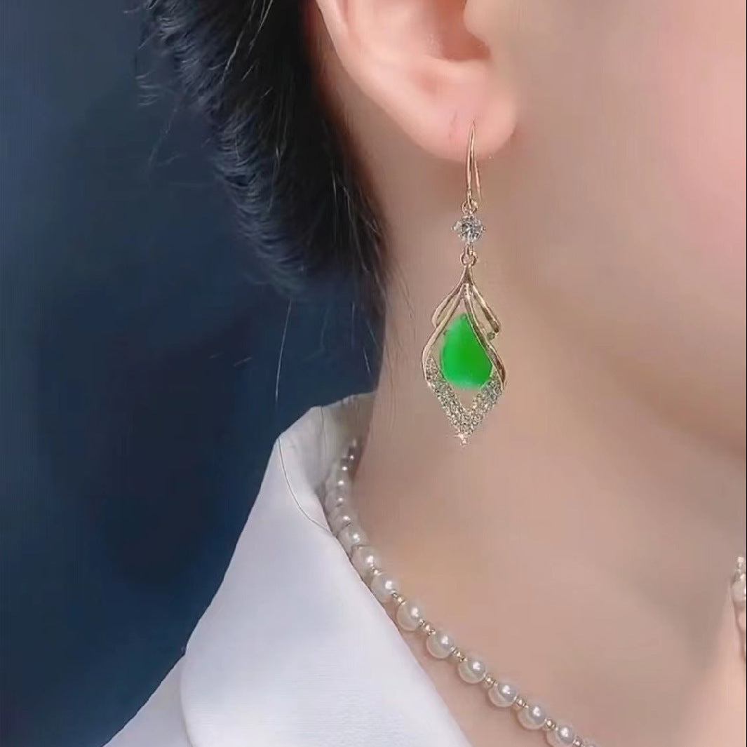 6 Set - Cat's eye diamond earrings (Mix color) (Unit price 42)