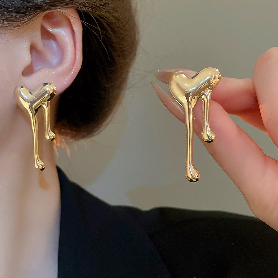 3 Pairs - Needle Glossy Heart Earrings (1 Pair Price - 44)