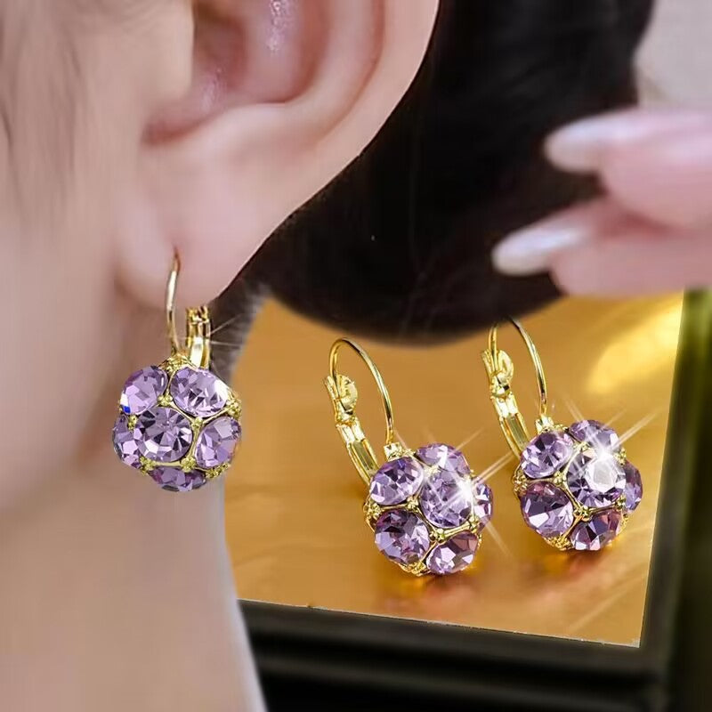 6 Pairs - South Korea Retro Color Circle Crystal Earrings (Mix Color) (1 Pair Price - 27)