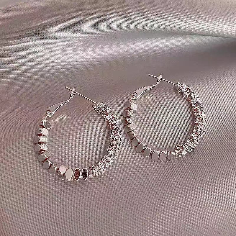6 Pairs - Broken Silver Unique Hoop Earrings - Silver (1 Pair Price - 31)