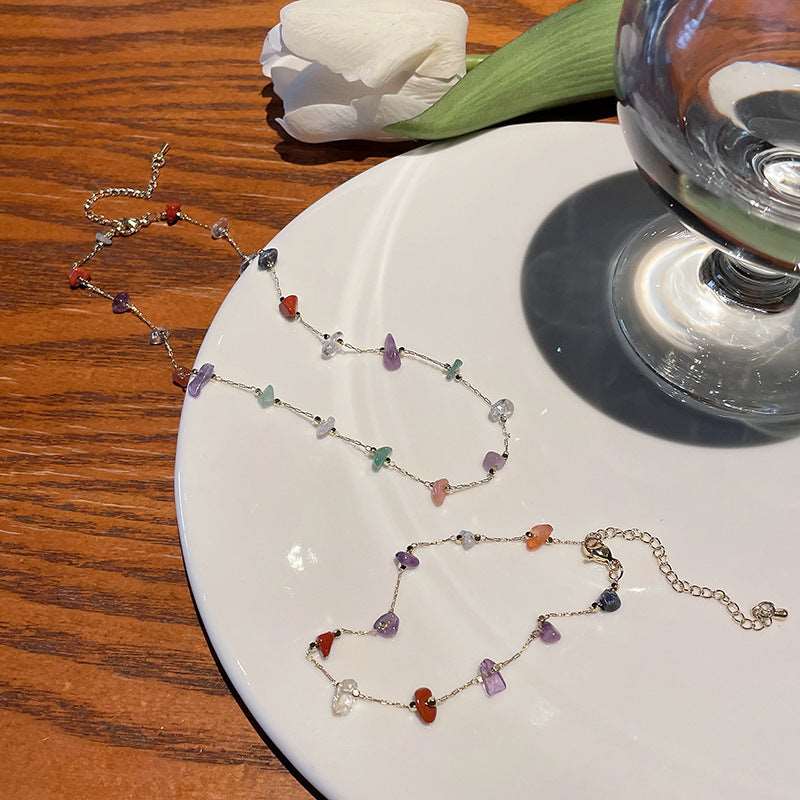 6 Pc - Colorful Irregular Raw Stone Necklace (Unit Price - 55)