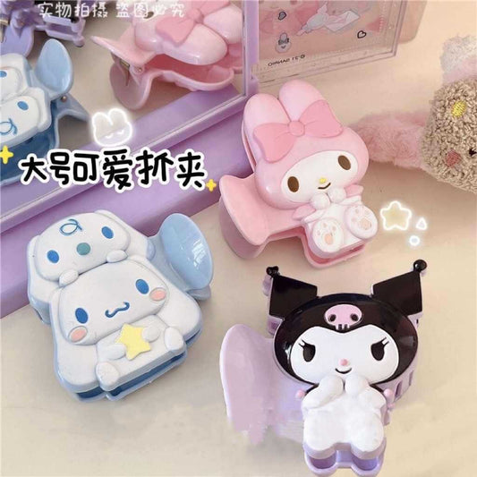 3 Pc - Sanrio Clip Cinnamon Dog Kuromi Pacha Dog Clip Cute Hair Accessories Acrylic Shark Clip Small Hair Clip (Unit Price 22)