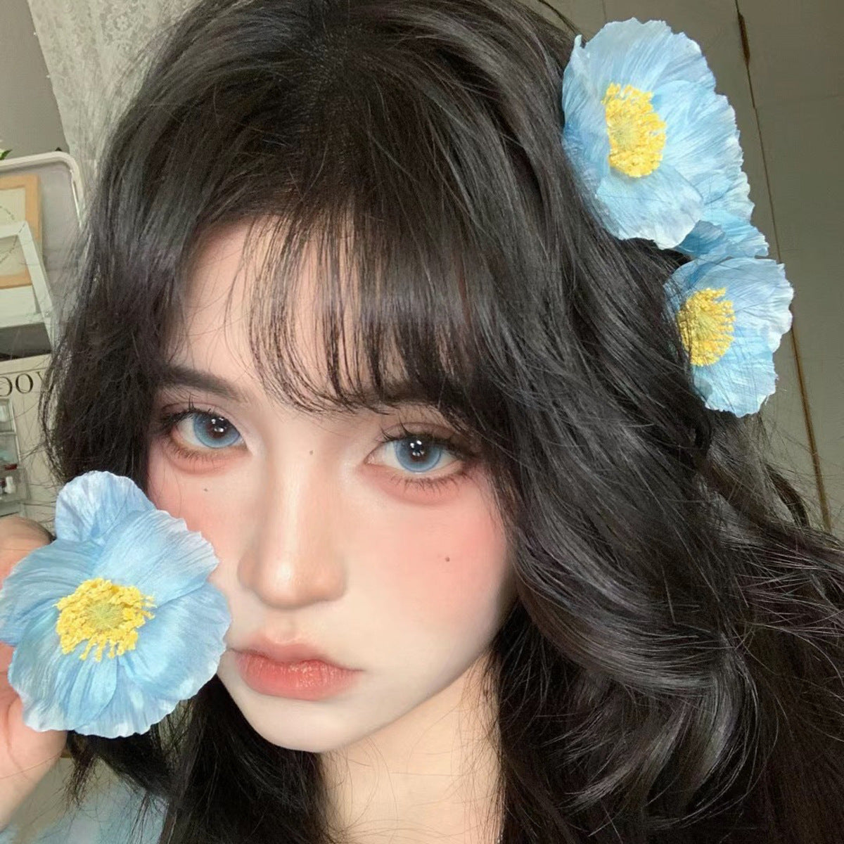 6 Pc - Spring and summer new poppy flower hairpin opp packing (1 Pc Price - 16)