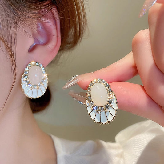 6 Set - Silver needle diamond skirt drop earrings (1 Set price - 33)