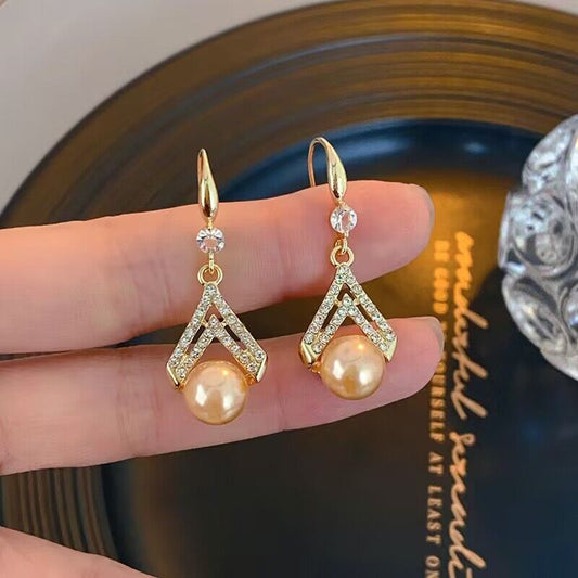 6 Pairs - Korean Champagne Pearl Ear Hook Earrings (1 Pair Price - 31)