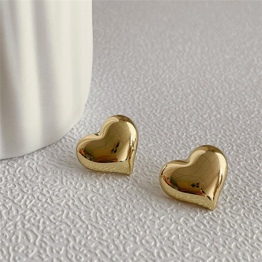 6 Set - Peach heart earrings - Golden (Unit price 16)