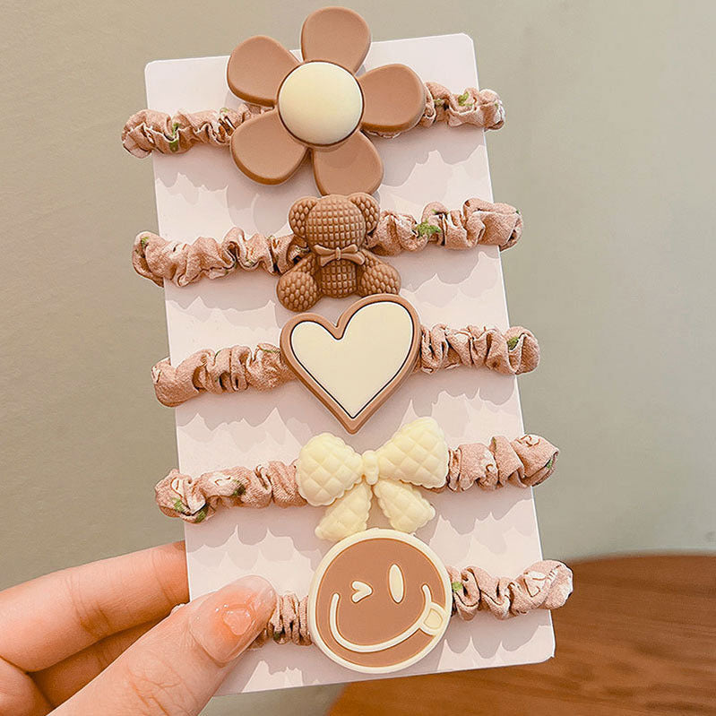 3 Set - Flower bow 5-piece set rubberband (1 Set Price - 38)