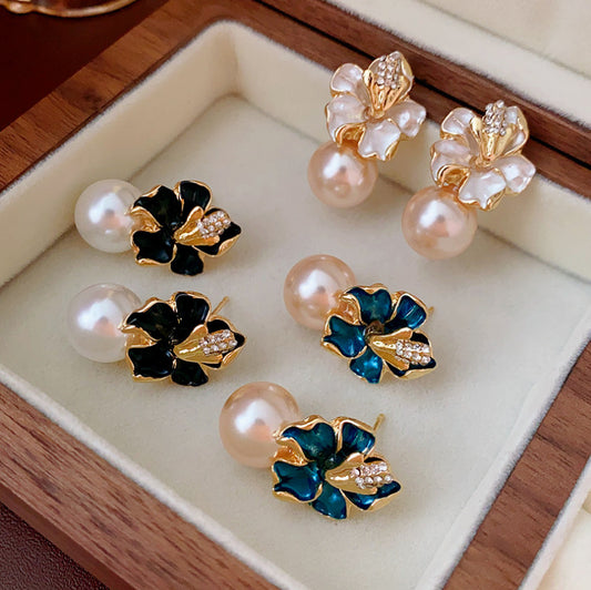 6 Set - French flower pearl earrings (Mix Color) (Unit price 35)