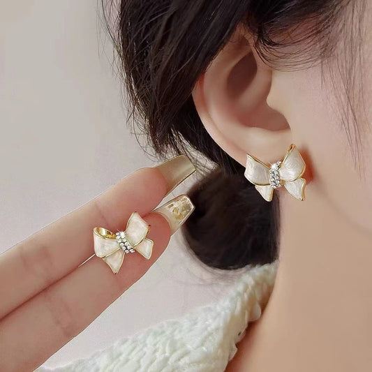 6 Pairs - Pearlescent New Trendy Bow Earrings (1 Pair Price - 27)