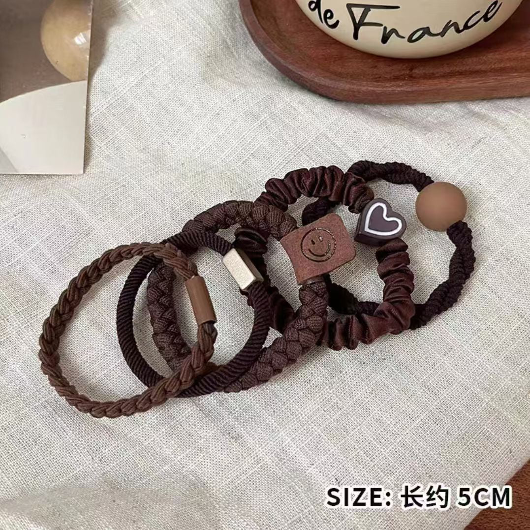 New style rubber band - Dark brown 5-piece set
