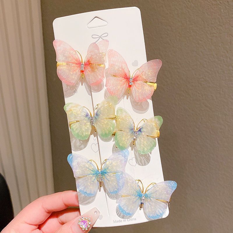3 Set - Super Fairy Butterfly Hairclip Set of 6 - Design7 Card Packing (1 Set Price - 60)