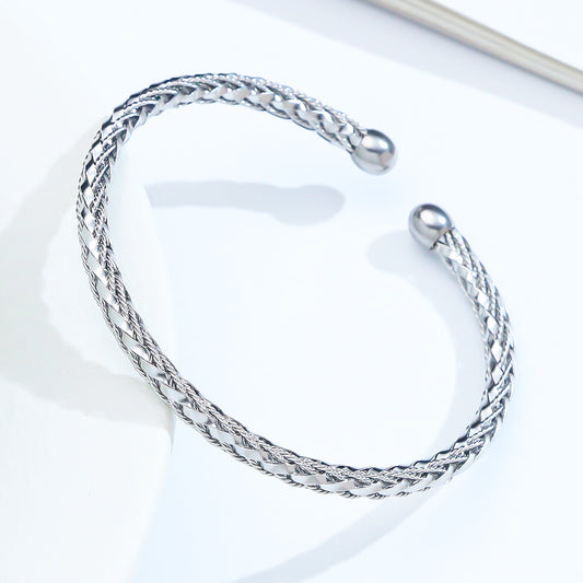 3 Pc - Braided Bracelet - Silver (Unit Price - 123)
