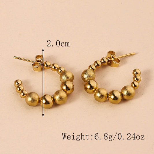 3 Pairs - Beads Hoop - Golden (Unit Price - 64)