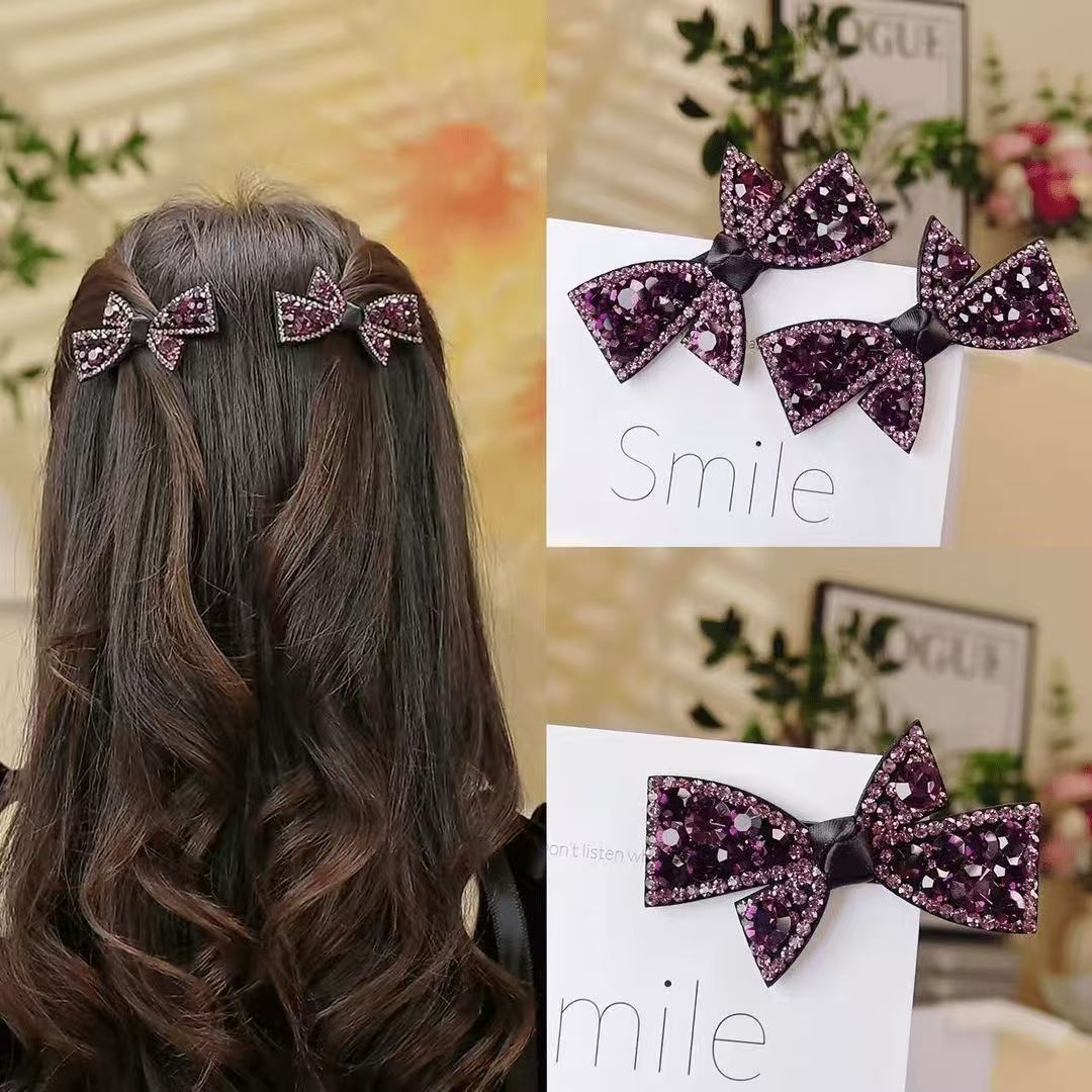 10 Pc - Vintage Rhinestone bb Clip Black Bow Clip (Mix Color) (Unit Price - 18)