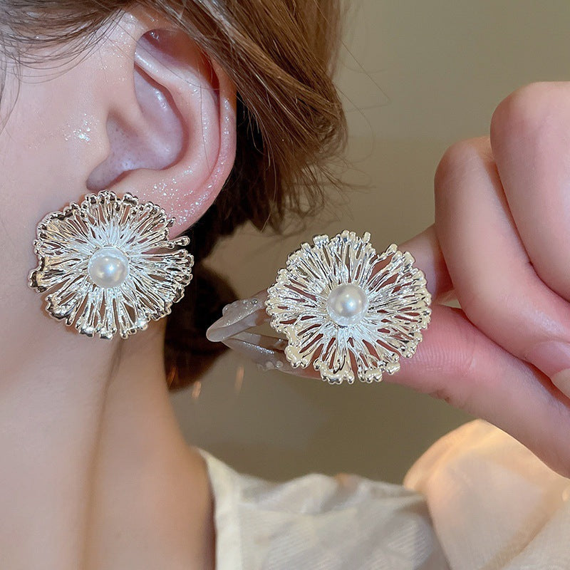 6 Pairs - Dazzling Fireworks Pearl Earrings - Silver (1 Pair Price - 34)