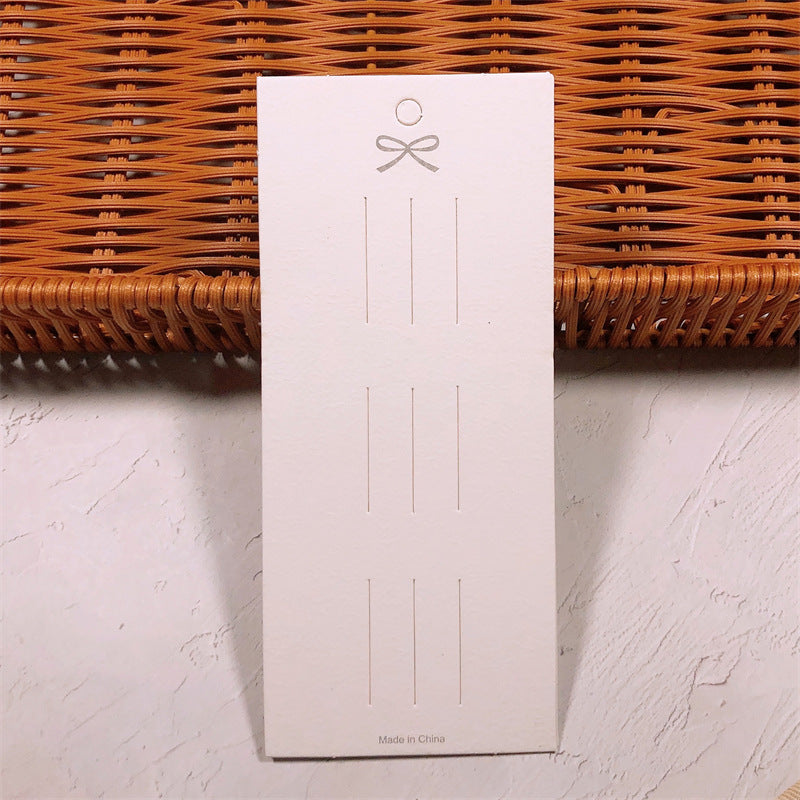 6.5*15 cm Bow-shaped 3-slot cardstock embossed paper tags (pack of 100)