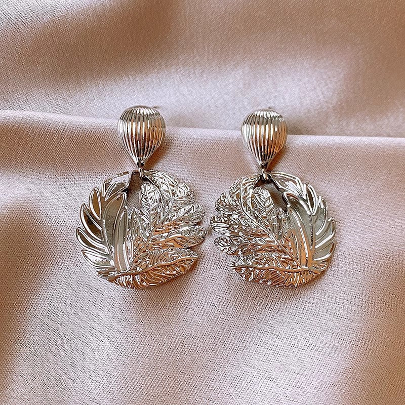 6 Pairs - Patterned Leaf Earrings - Silver (1 Pair Price - 32)