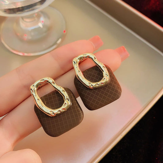 6 Set - Autumn and winter small Chanel style metal earrings - Brown (1 Set price - 33)