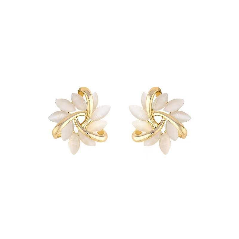 6 Pairs - Cat's Eye Stone French Petal Earrings (1 Pair Price - 28)