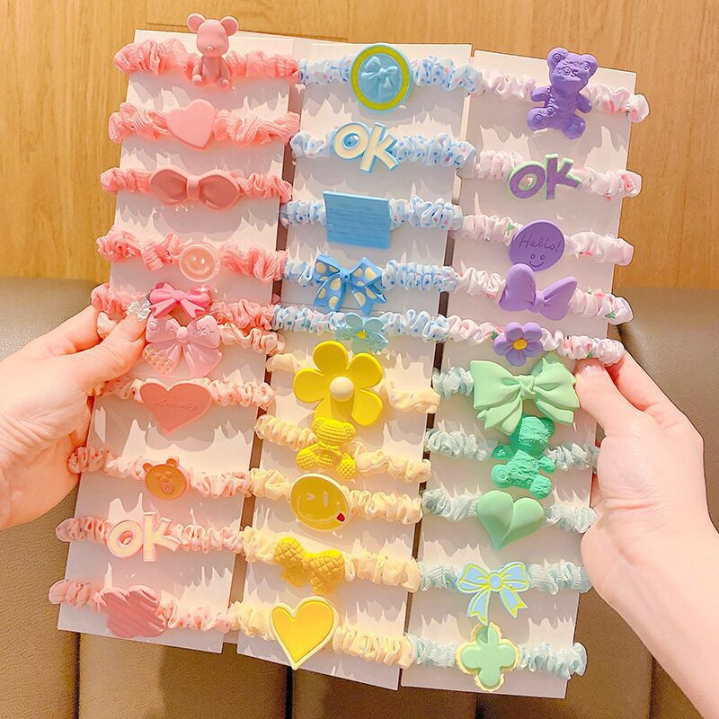 6 Set - Sweet Flower Colorful Series Hair tie rubberband (Mix Color) (5 pc set opp packing) (1 Set price - 35)