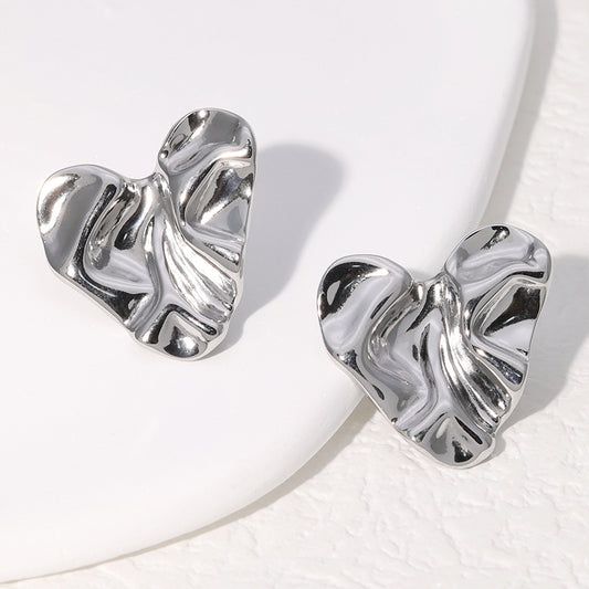 3 Pairs - Anti Tarnish Wavy face love earrings Silver (1 Pair Price - 66)