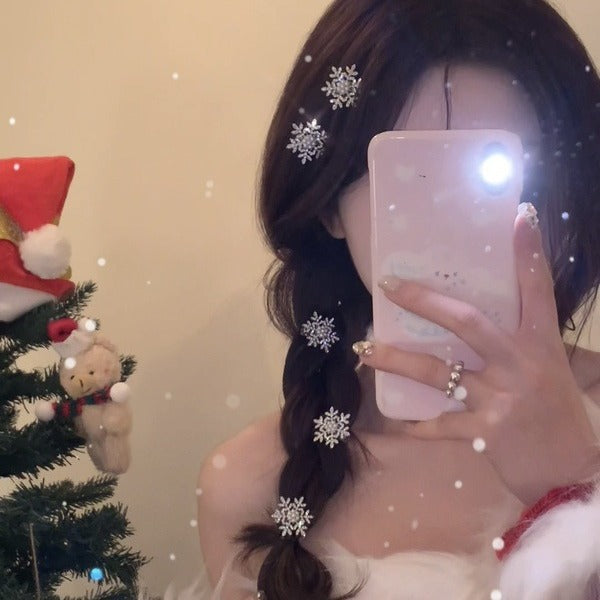 10 Pc - Snowflake small Pearl hairpin opp packing (1 Pc Price - 10)