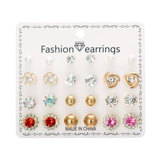 New monthly 12 pairs card-mounted earrings set - S3