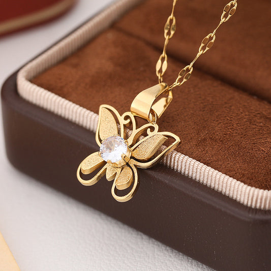 3 Pc - Butterfly Diamond Necklace - Golden (Unit Price - 96)
