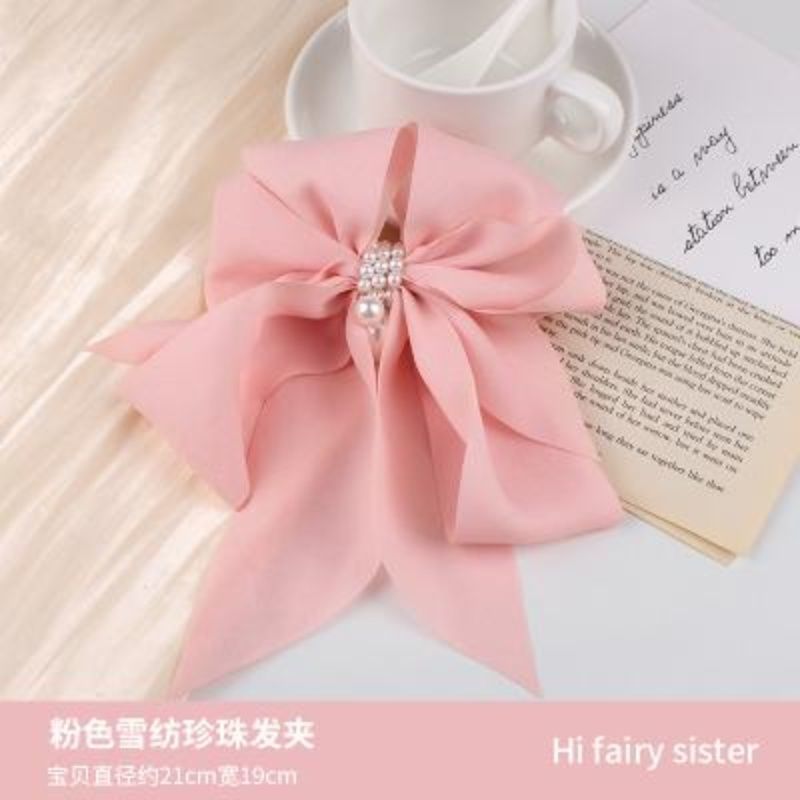 3 Pc - Chiffon Bow Pearl Hairpin (Mix Color OPP packing) (1 Pc Price - 52)