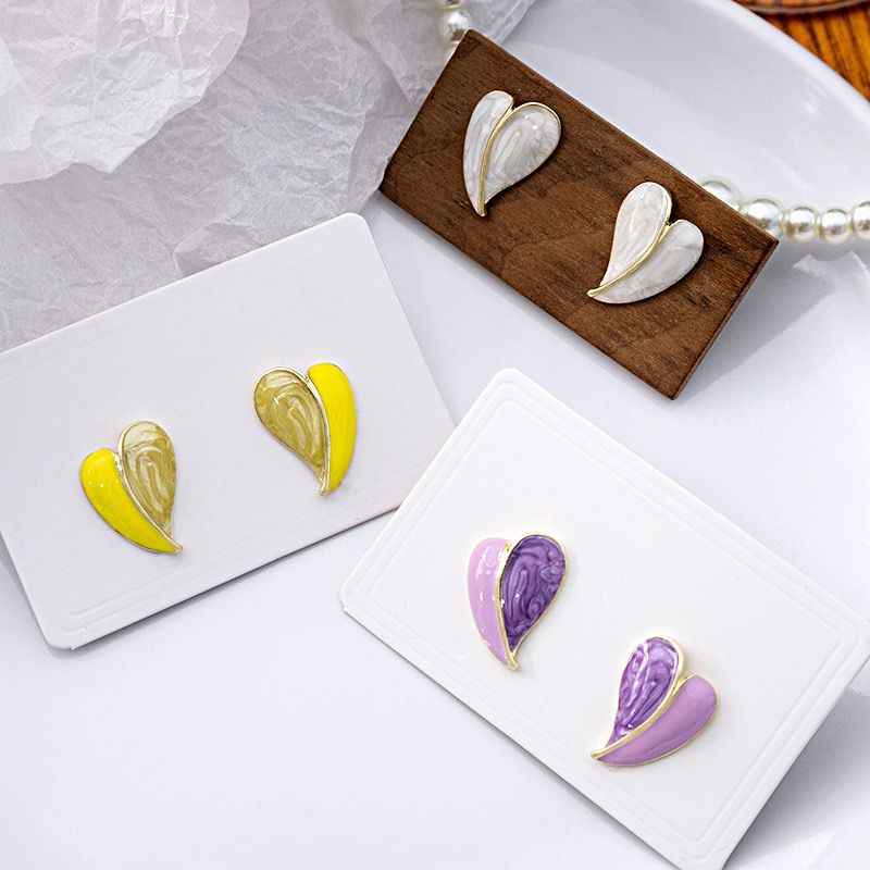 6 Pairs - Dropping Glaze Love Earrings (Mix Color) (1 Pair Price - 22)