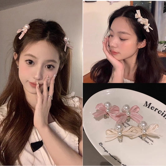10 Pc - Pearl bow hairpin mix colour opp packing (1 Pc Price - 8)