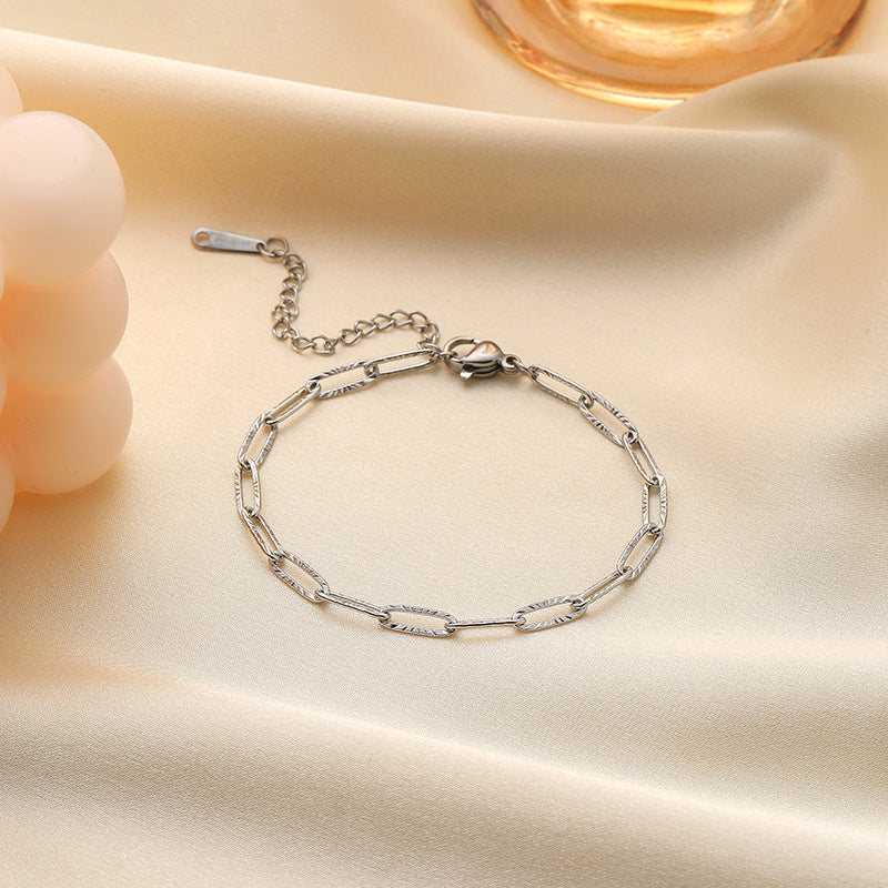 3 Pc - Anti Tarnish Embossed chain bracelet Silver (1 Pc Price - 35)