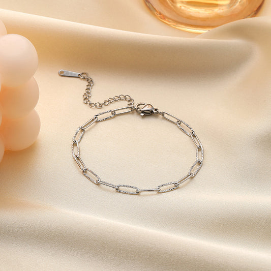 3 Pc - Anti Tarnish Embossed chain bracelet Silver (1 Pc Price - 35)