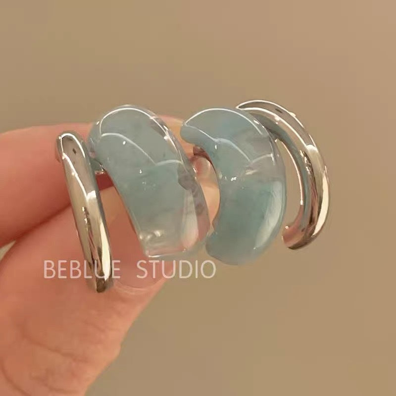 6 Pairs - Ice-Like Translucent Studs Earrings (Mix Color) (1 Pair Price - 37)