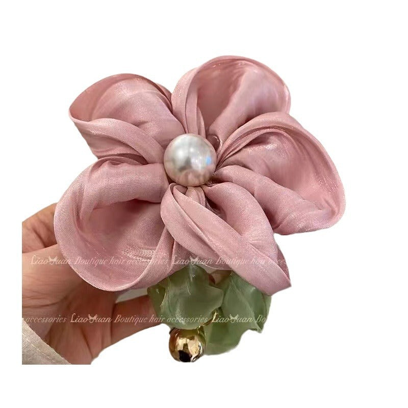 3 Pc - Flower Hair Ties for Girls - Light Pink Flower (1 Pc Price - 31)