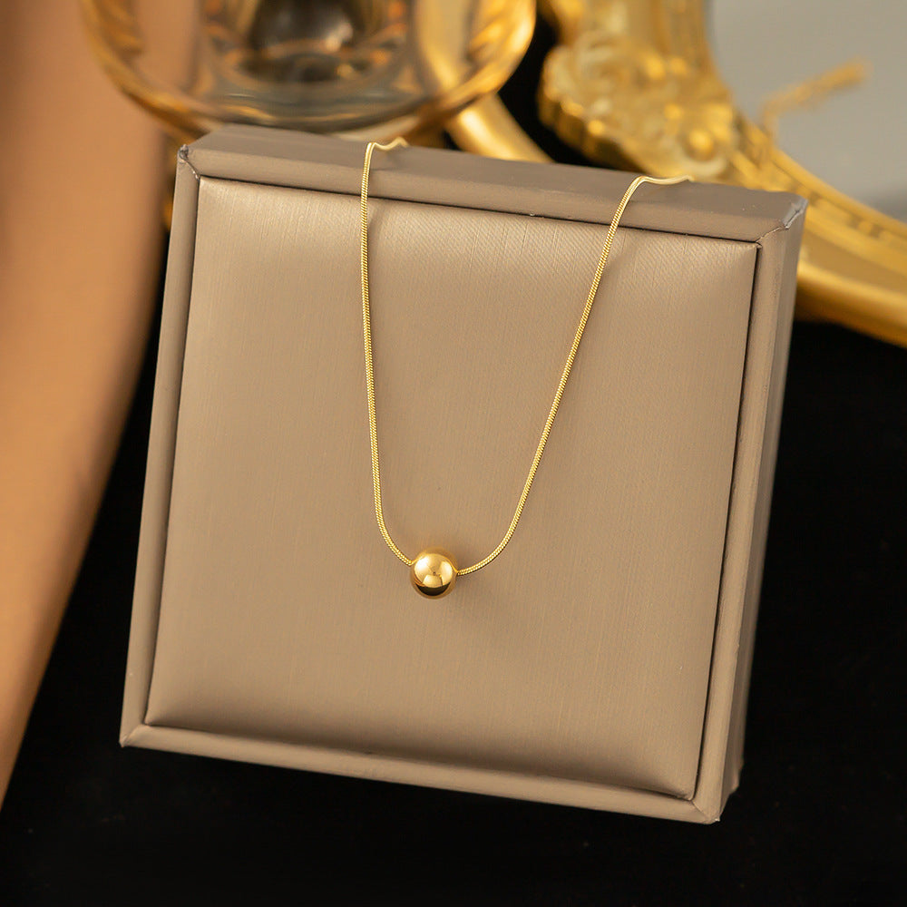 3 Pc - Anti Tarnish 8mm ball bead necklace - Gold (1 Pc Price - 58)