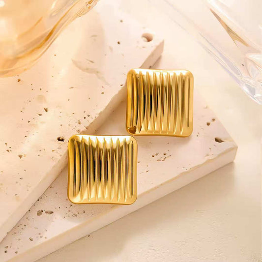 3 Pairs - Anti tarnish lined square earrings (1 Pair Price - 44)