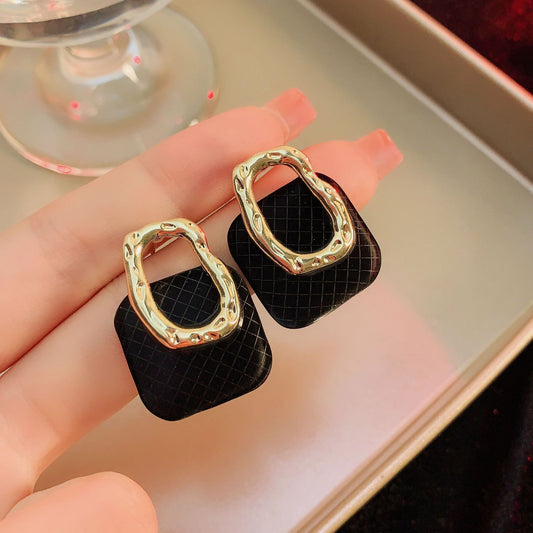 6 Set - Autumn and winter small Chanel style metal earrings - Black (1 Set price - 33)