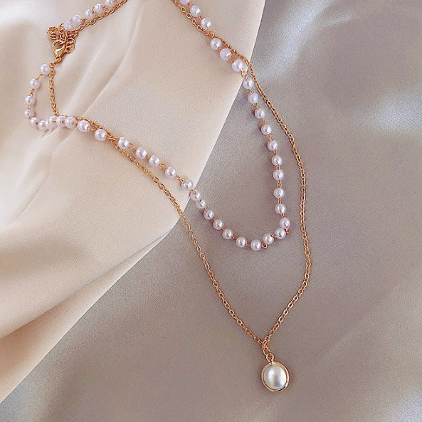 6 Set - Chain pearl necklace - Golden (Unit price 29)