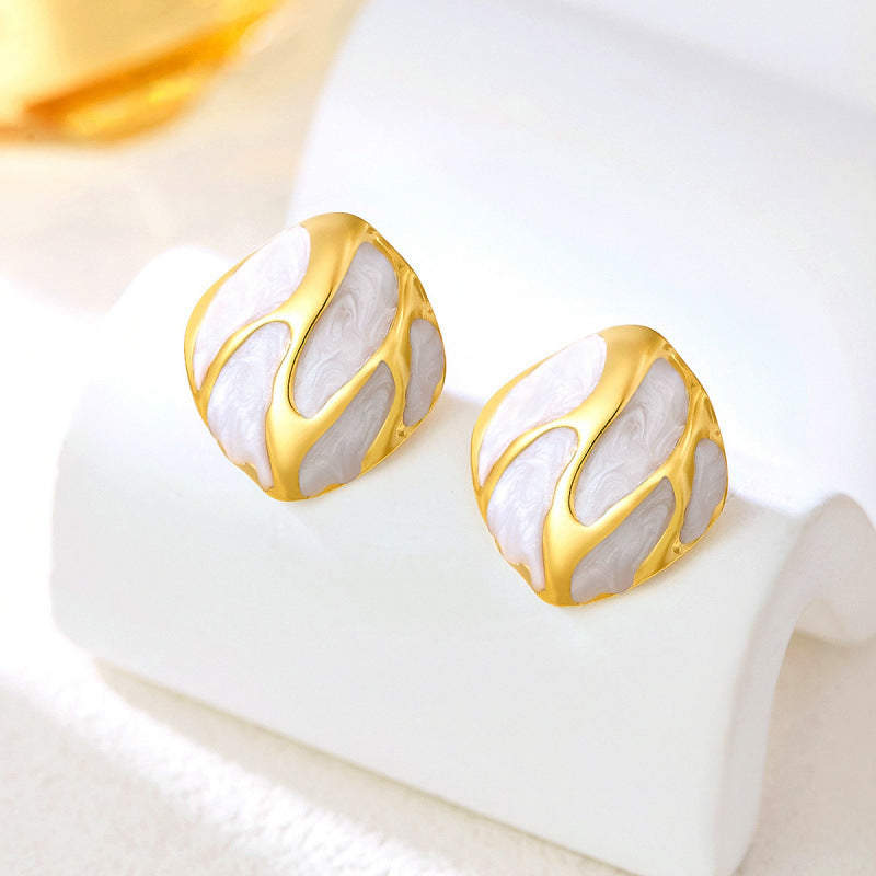 6 Pairs - Retro Irregular Square Earrings (Mix Color) (1 Pair Price - 30)