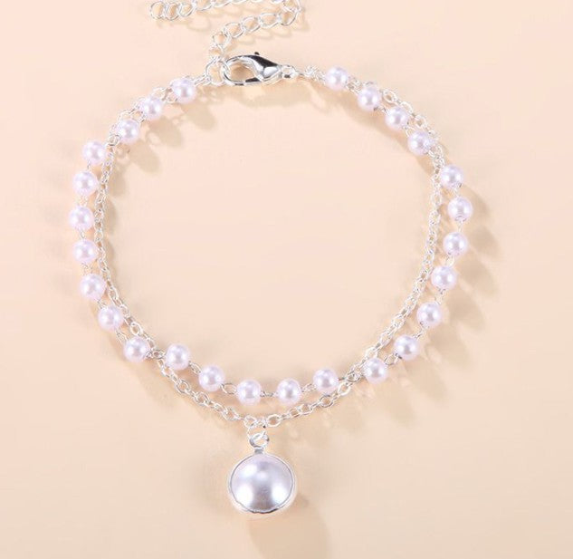 6 Set - Chain pearl bracelet - Silver (Unit price 20)